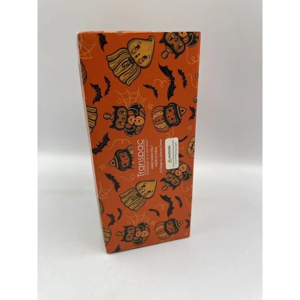 Johanna Parker Black Cats on Pumpkin Mr & Mrs Salt & Pepper Shaker Set NEW